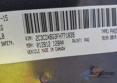 2015 Dodge Charger Se from USA, damaged, VIN 2C3CDXBG3FH771839